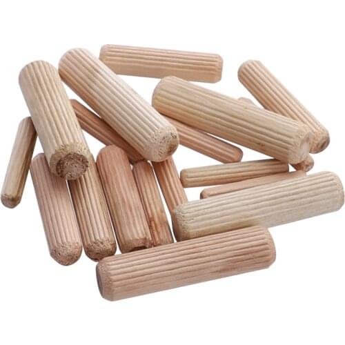100 PCS 1/4" 3/8" 1/2" Wooden Dowel Pins Dried Fluted Woodworking Punching Furniture Connectors With HSS Wood Drill Bit