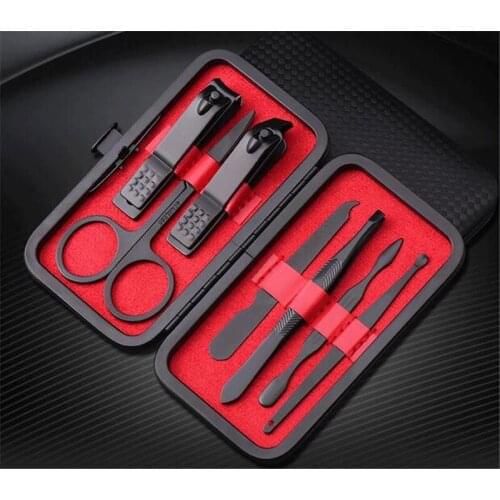 12 sets 7 in 1 Manicure set Black Stainless Steel Nail Clipper Kit Finger Plier Nails art Pedicure Toe Nail Tools Set