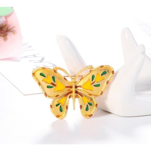 2021 new Enamel yellow butterfly Brooches for Women Enamel Brooch Pins Jewelry Accessories