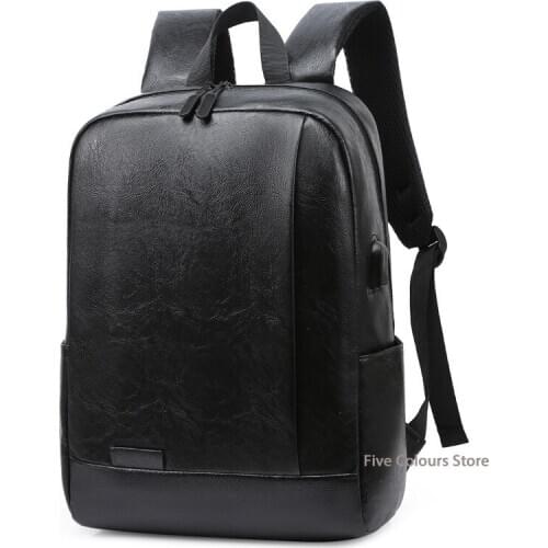 2021 Casual Backpack Men and Women Fashion Sports Student School Bag Simple Pu Leather Computer Backpack
