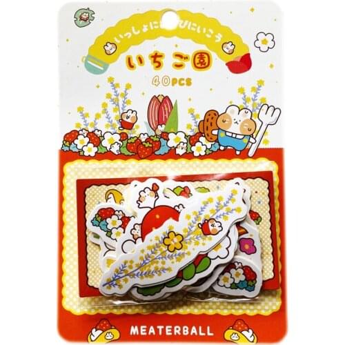 40pcs /Pack Style Cats Strawberry Garden Paper Decorative Stickers Phone Dairy Adhesive Stickers Kids Gift