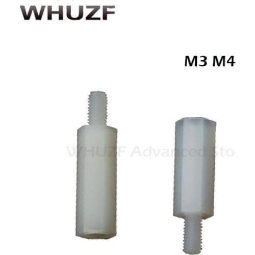 50PCS/LOT White Plastic Nylon M3 M4 Hex Column Standoff Spacer Screw Stand-off M3 Hex Screw Male M3/4*5/6/8/10/12/15/20/25mm+6