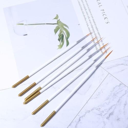 6Pcs Round Brush Hook Line Pen Artist Nylon Hair Paint Set Draw Painting Craft R9UA