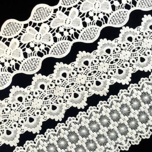 60Yards/lot Clothes Accessories White Water Soluble Embroidered Flower Lace Trim Ribbon DIY Garment Supply Sewing Materials