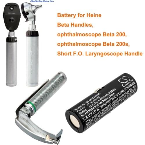 Cameron Sino 850mAh Battery for Heine Beta Handles, ophthalmoscope Beta 200, Beta 200s, Short F.O. Laryngoscope Handle