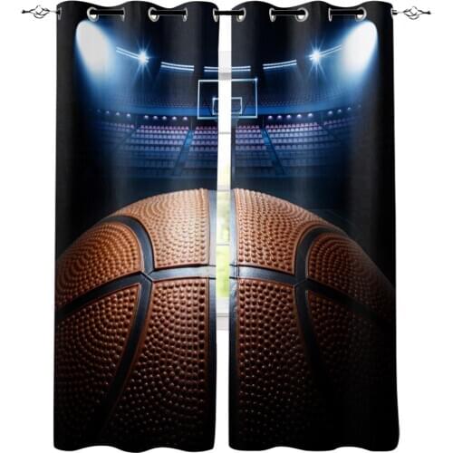 Basketball Arena Ball Blue Stadium Printed Window Curtains Living Room Bedroom Curtains Polyester Cloth Home Decor