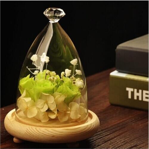 Free Shipping 2sets/pack Three Legs Log Base Different Top Glass Dome Vase Home Decoration Wedding Friend Favor Gift Glass Cover