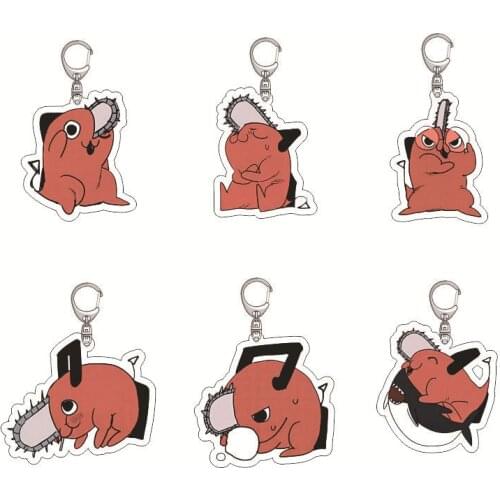 Chainsaw Man Keychain Cute Japan Anime Chainsaw Man Pochita Key Chain Toy Cartoon Props Unisex Acrylic Keyring Pendant Fan Gift