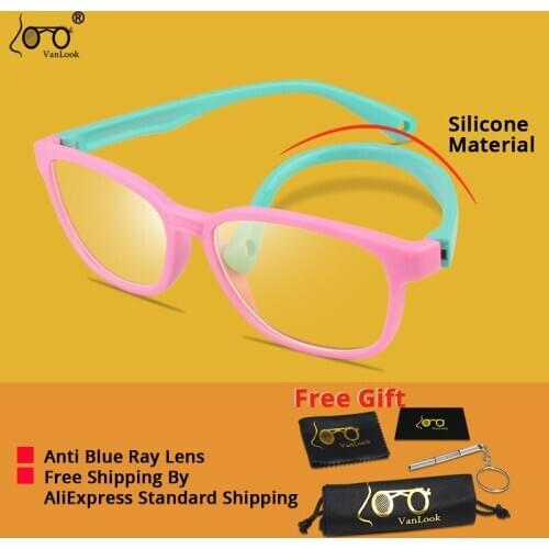 VANLOOK Childrens Computer Glasses Silicone Blue Light Blocking Eyewear Kids Gaming Screen Glasses Anti radiation Spectacle UV