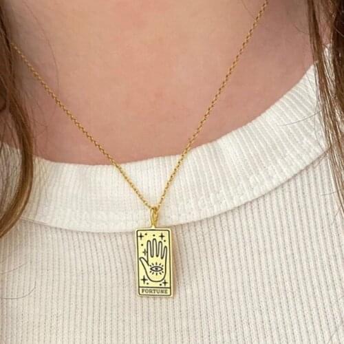 Dawapara Tarot Kaarten Ketting Vintage Rvs Sieraden Kraag Tarot Geluk Amulet De Grote Arcana Hanger Kettingen
