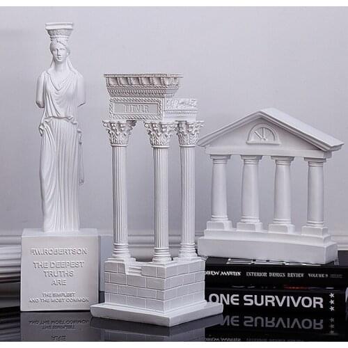 European Style Resin Greek Temple Building Model Sculptures Home Decoration Vintage Goddess Statue Decor Ornaments Furnishings