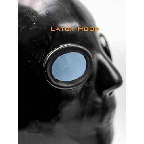 FErubber 015) 100% Natural Latex Full Head Human Face Latex Mask Rubber Hood With Eyes Lenses Suffocate Mask Fetish Wear