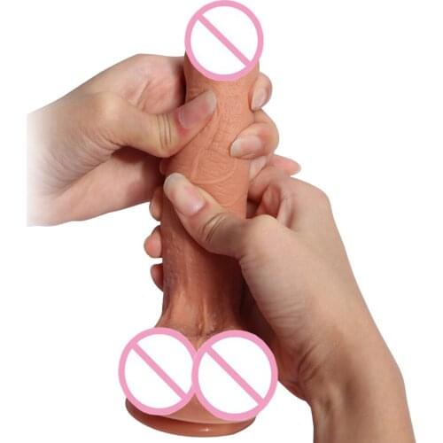 HOWOSEX 7 inch Double Layered Penis Realistic Liquid soft Silicone Dildo With Strong Suction Cup Adult Product Sex Toy for Women