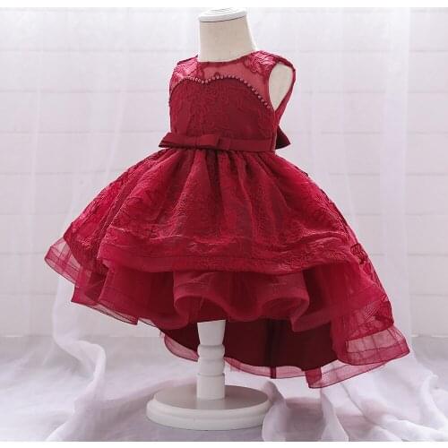New Infant Newborn Baby Girls Lace Embroidery Tail Toddler Birthday Party Princess Dress Baby Cute Tutu Dress For 0-24 Months
