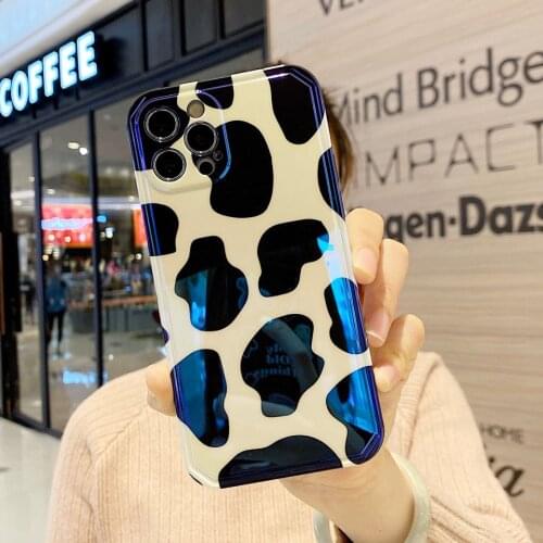 Laser Cow Pattern Case for iPhone 11 12 Pro Max 8 7 Plus Xr XsMax X Xs SE 2020 12 Color Candy Soft Back Cover