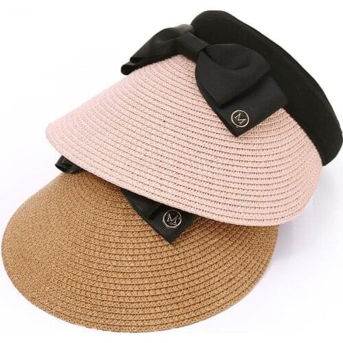 Summer New Empty Top Suncap Foldable Portable Roll-up Beach Hat Wide Brim Sun Hat Fashion Casual Straw Cap Visors For Women