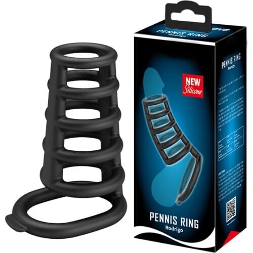 Reusable Mens Penis Sleeve Silicone 6 Layer Penis Rings Enlargement Delayed Ejaculation Ring Locker Scrotum Intimate Goods