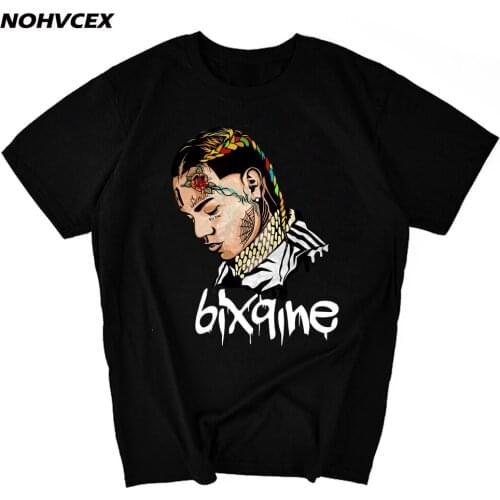 6Ix9Ine Short Sleeve Mens T Shirt Fashion Homme Cotton O-Neck Funny Tee Shirt Hip Hop Tops