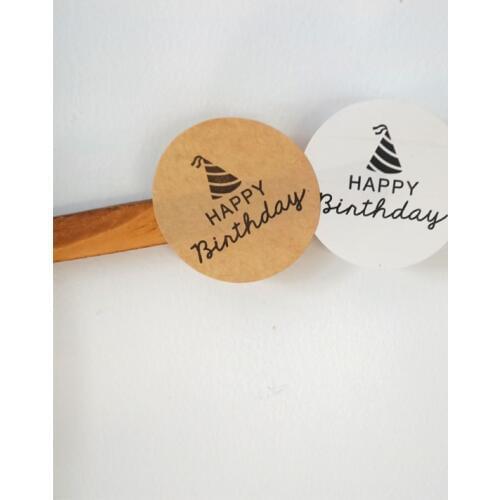 100pcs 2 selection Birthday hat Self adhesive Sealing Sticker Birthday Party Kraft White Sticker Reusable Waterproof Sticker