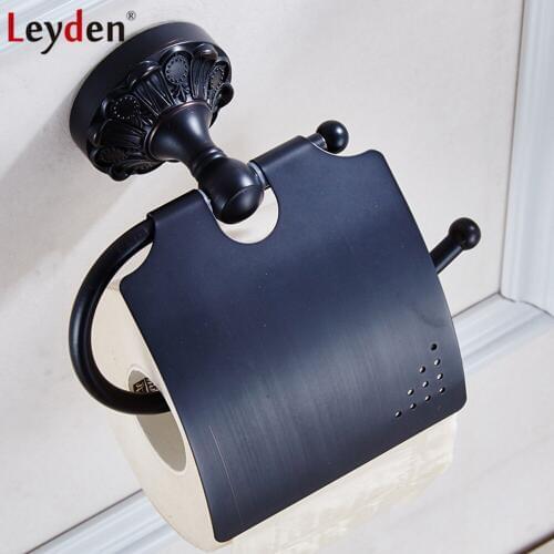 Leyden Wall Mounted Brass ORB Toilet Paper Holder Black Durable Tissue Holder Roll Paper Holder Lavatory Bathroom Accessories