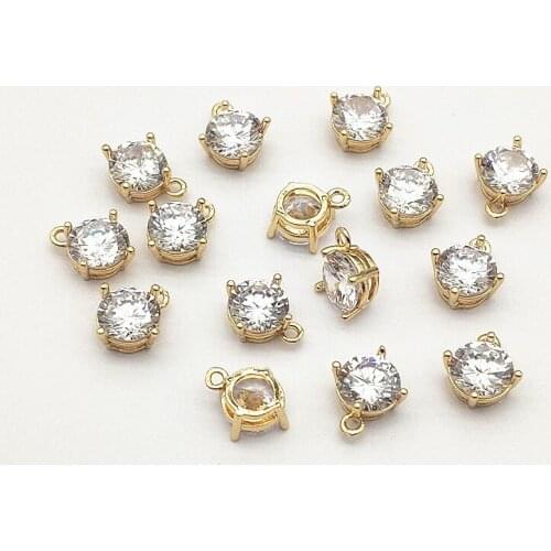 New Arrival!12x10mm 50pcs Cubic Zirconia/Copper Round Charm for Handmade Necklace/Earring DIY Parts,Jewelry Accessories Findings