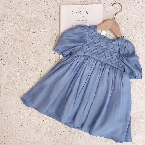 2021 Summer New Arrival Girls Fashion Blue Dress Kids Korean Design Dresses Girl Dress
