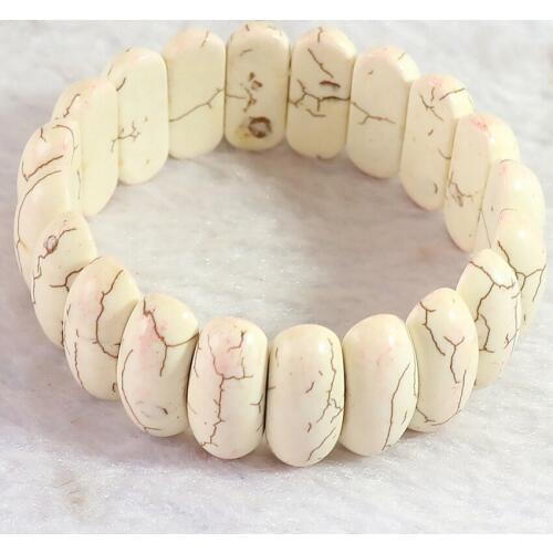 New white stone calaite stone 25*10mm beads bracelets bangles turquoises high quality women men gifts jewelry 7.5inch B312