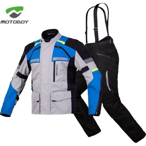 New MOTOBOY Polyester 600D Oxford Touring 3 Layer Waterproof Warm Jacket 4 Season Wear CE Protectors Motorcycle Jacket and pants