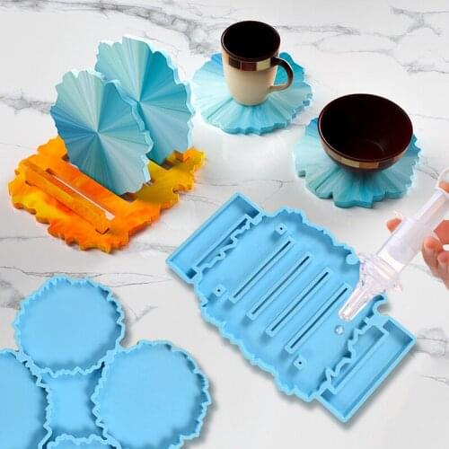 Coaster Stand Epoxy Resin Mold Set Cup Mat+Holder Silicone Mould Making Tools