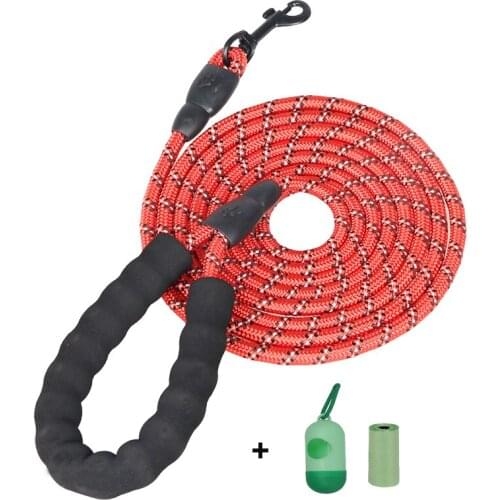 Pet Leashes Reflective Multi Color Round Rope Large Dog Collar Leash Training Running Rope Comfortable For Medium And Large Dogs