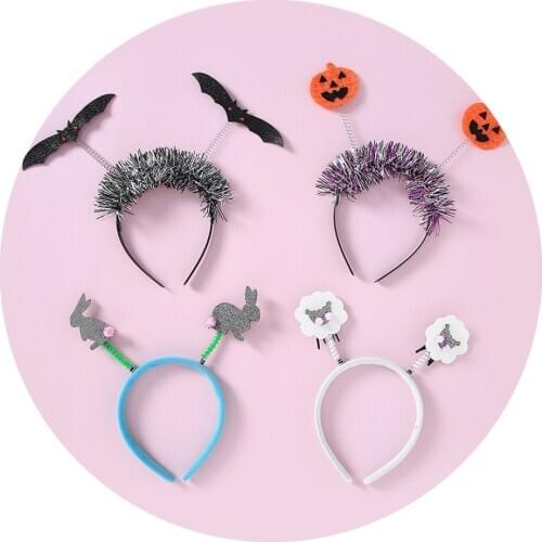 Cute Pumpkin Halloween Headbands For Girls Handmade Glitter Cartoon Hair bands Children Hair Hoop Baby Girl Hair Accessories