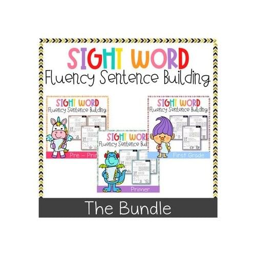 Sight Word Fluency Sentence Scramble (The Bundle) Pre Kindergarten and Grade 1st PDF File Worksheets Workbooks for Kids