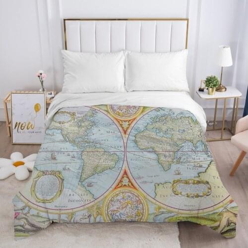 Luxury Duvet cover Quilt/Blanket/Comfortable Case 140x200 150x200 240x220 240x260 for Home 3D Bedding Print Map Light blue
