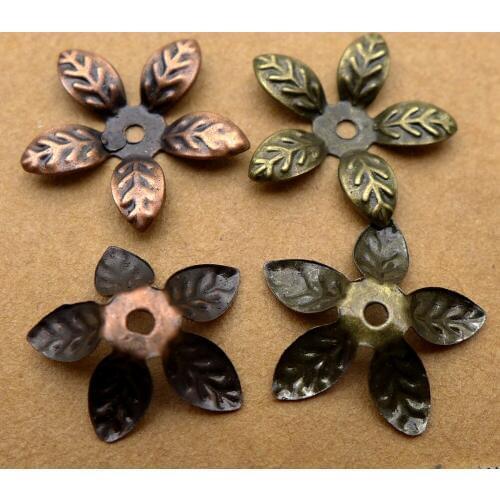 Bended beads cap flower shape antique bronze/copper,Nickel Free 15*15mm,2mm hole,2mm thick,free shipping 5000pcs