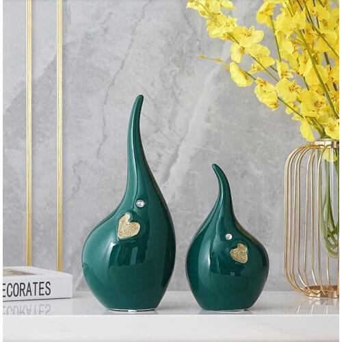 Modern Abstract Couple Elephant Ceramic Ornaments Home Livingroom Desktop Figurines Decoration TV Wine Cabinet Sculpture Crafts