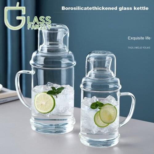 GF Glass Water Bottle with Handle Glasses Pitcher Transparent Heat Resistant Juice Teapot Water Drinkware Drinking Eco Friendly