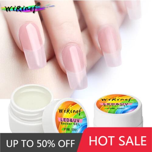 WiRinef 8ml Acrylic Poly Extension Gel Pink White Clear Quick Builder Gel Nail Art Soak Off UV Gel Nail Polish