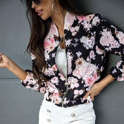 2021 Autumn Winter Casual Retro Pattern Print Women Baseball Cardigan Women Fashion Harajuku Zipper Bomber Jacket Ladies Coats