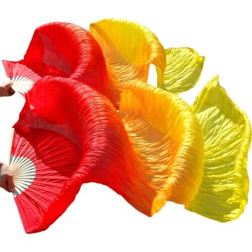 2021 Women Belly Dance Fan Veil Hand Made White Navy Blue Gradient Silk Veil Pairs 180x90cm Girls Women Stage Show Props