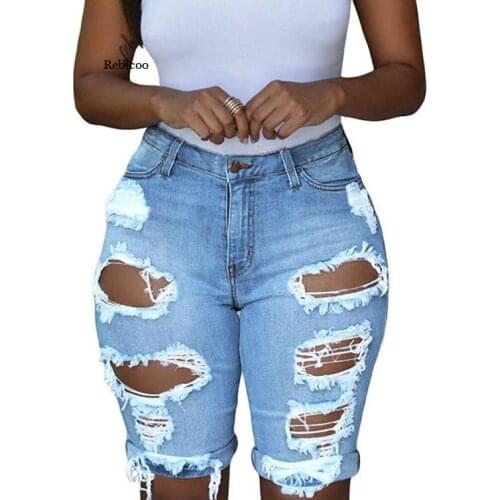 Womens Summer Denim Ripped Destroyed Slim Skinny Boyfriend Casual Jeans Shorts