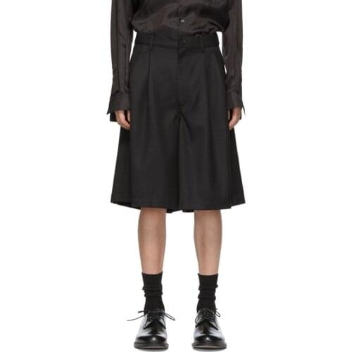 Black Korea Pleated Wide Leg Pants Fashion New Women Summer Elastic Waist Pocket Elegant Style Calf Length Pants DMY