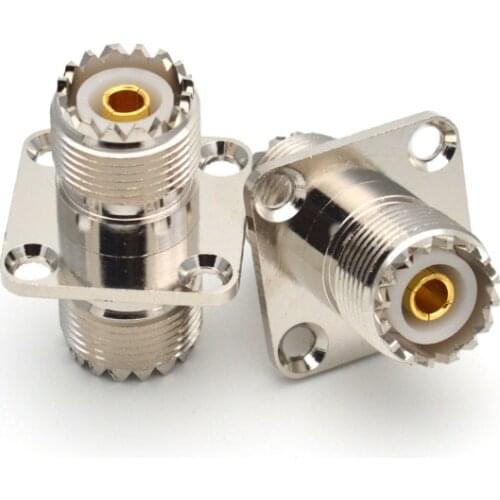 1pc UHF SO-239 PL-259 Female to UHF Female Jack 4 Hole Flange Panel Mount Coaxial Connector adapters