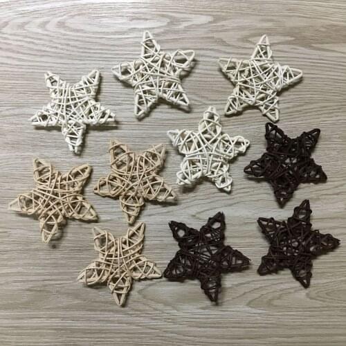 10Pcs/lot 6cm/9cm Rattan Wood Star for Wedding Birthday Party Decoration New Year Kids Gift Toys Christmas DIY Craft Decor