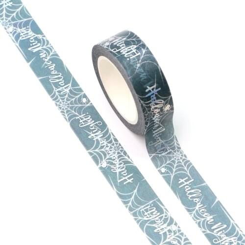 Wholesale 10pcs/Lot Decorative Silver Foil Spider web Halloween night Washi Tapes Journal Adhesive Masking Tape Cute Stationery