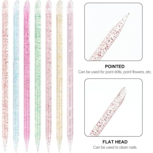 100Pcs Reusable Crystal Cuticle Pusher Remover Nail Art Crystal Sticks Rhinestones Dotting Removal Manicure Pedicure Care Tools