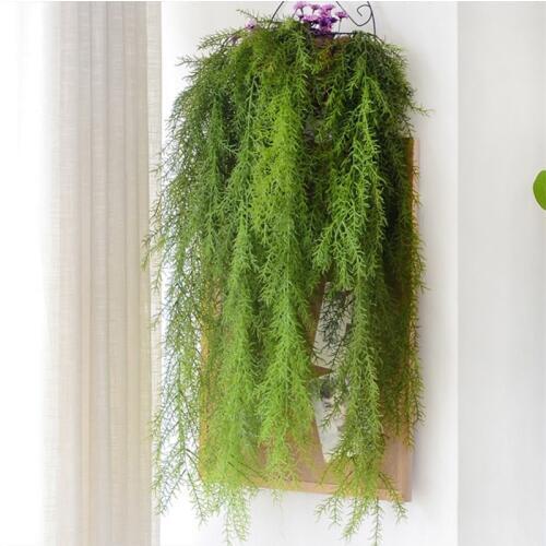 105CM 3-Fork Large Green Pine Needles Artificial Hanging Plants Indoor For Plastic Flowers For Home Wedding Party Decoration