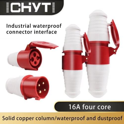 4 Core 16A 380-415V Waterproof Male Female Pair Aviation Plug Butt Joint Three-Phase Wire Industrial Plug Socket Connector