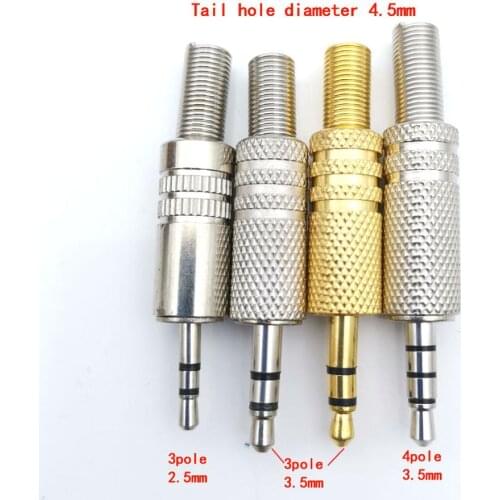 5pcs 3-pole stereo 3.5 mm 1/8 inch earphone DIY male audio socket computer solder 4-pole audio socket charging DIY maintenance