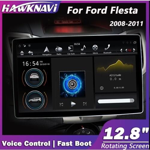 Hawknavi 12.8" Android Car Video Players For Ford Flesta 2008 - 2011 GPS DVD Radio Navigation Headunit Carplay With PX6 DSP