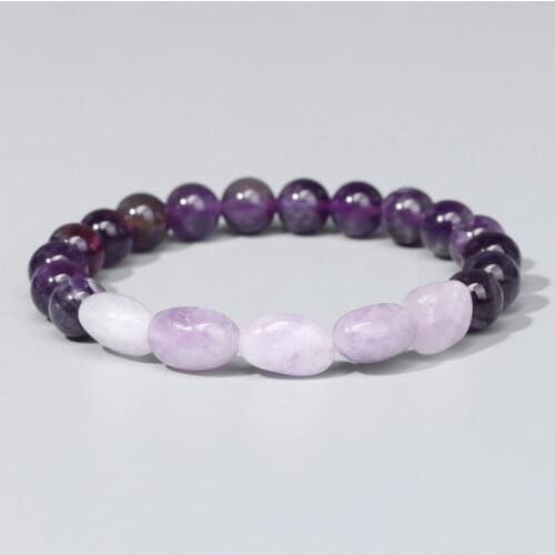 Natural Stone Beads Bracelet Simple Irregular Amethysts lapis lazuli Tiger Eye Beads Lucky Bracelet for Women Men Yoga Jewelry